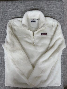 Vineyard Vines Cream Plush Quarter-Zip Pullover